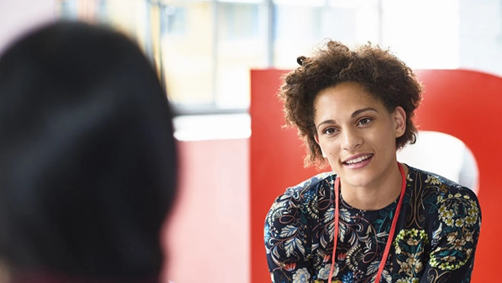 2 women speaking in an interview